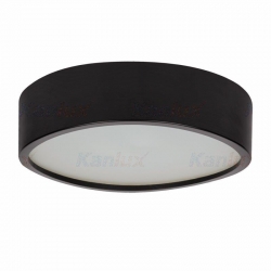 Kanlux plafon JASMIN 370-B czarny, drewniana obudowa, mleczne szkło, śred. 37,4cm