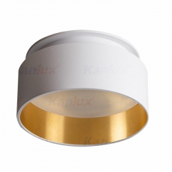 Kanlux oprawa sufitowa wpuszczana GOVIK DSO-W/G biało-złota, mleczna szybka, pierścień świetlny przy suficie, odlew aluminium
