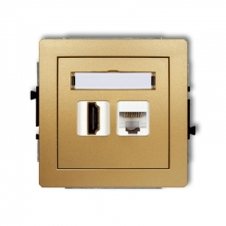 Karlik DECO gniazdo pojedyncze HDMI + gniazdo komp. poj. 1xRJ45, kat. 5e, 8-stykowy złoty PODTYNKOWY bez ramki IP 20 29DGHK