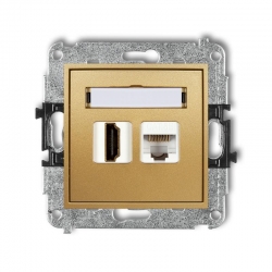 Karlik MINI Gniazdo HDMI + gniazdo komputerowe kat. 5e złoty 29MGHK