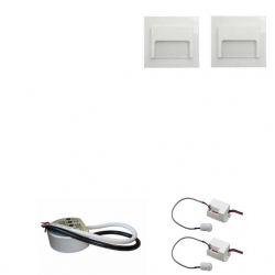 Zest 2 x oprawa schodowa ontario biała zimna + zasilacz 20W 12V DC+ 2 czujniki 230V