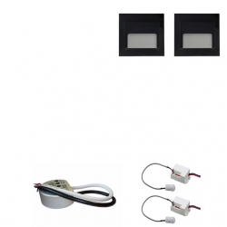 Zest 2 x oprawa schodowa ontario czarna zimna + zasilacz 20W 12V DC+ 2 czujniki 230V