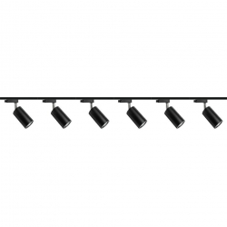 Zestaw 6x lampa Parma Track 1F czarna z żarówką led gu10 PHILIPS 5W ciepła biała + szynoprzewód 2 x 2m kolor czarny