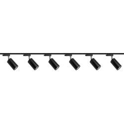 Zestaw 6x lampa PARMA Track 3F czarna z żarówką led gu10 PHILIPS 5W ciepła biała + szynoprzewód 2 x 2m kolor czarny