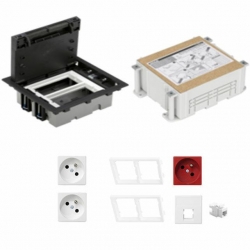 KONTAKT SIMON FLOOR BOX puszka podłogowa 2x gniazdo pojedyncze z/u + 1x gniazdo DATA + 1x gniazdo RJ45 kat. 6 nieekranowane + kaseta do wylewki