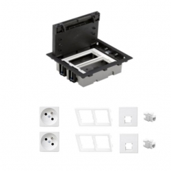 KONTAKT SIMON FLOOR BOX puszka podłogowa 2x gniazdo pojedyncze z/u + 2x gniazdo RJ45 kat. 6 nieekranowane do podłóg technicznych ( podniesionych )