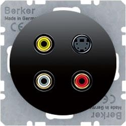 HAGER POLO Berker R.1/R.3 Gniazdo 3 x Cinch/S-Video czarny 3315322045