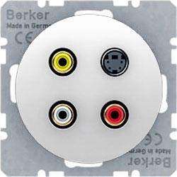 HAGER POLO Berker R.1/R.3 Gniazdo 3 x Cinch/S-Video biały 3315322089