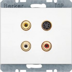 HAGER POLO Berker K.1 Gniazdo 3 x cinch / s-Video biały połysk 3315327009