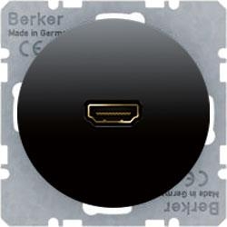 HAGER POLO Berker R.1/R.3 czarne gniazdo HDMI z przyłączem 90stopn