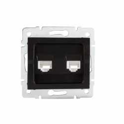 Kanlux Mowion LOGI 02-1420-042 cm czarny mat, gniazdo komputerowe podwójne niezależne (2x RJ45Cat 6 Jack)
