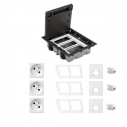 KONTAKT SIMON FLOOR BOX puszka podłogowa 3x gniazdo pojedyncze z/u + 3x gniazdo RJ45 kat. 6 nieekranowane do podłóg technicznych ( podniesionych )