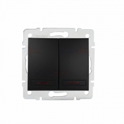Kanlux MOWION DOMO 01-1023-242 łącznik zwierny podwójny podświetlany LED, czarny mat