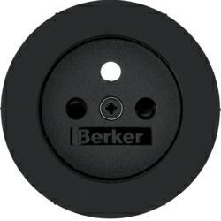 HAGER POLO Berker R.1 R.3 płytka do gniazda pojedynczego z/u z przesłonami czarny połysk 3965762045