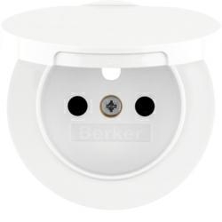 HAGER POLO Berker R.1 R.3 płytka gniazda z klapką IP44 pojedyńcza biały połysk 3965832089