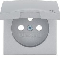 HAGER POLO Berker B.kwadrat płytka gniazd pojedynczych z klapką aluminium 3965898994