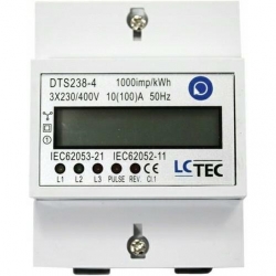 Cyfrowy miernik zużycia energii elektrycznej 3 fazy z funkcją resetu (50Hz, 230V/400V, 10A/100A) DTS238-4 LC-Tec 5902838494615