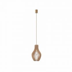 Nowodvorski lampa wisząca IKA A E27 x 1 Sklejka Stal lakierowana Naturalne drewno ~220-230 V MAX: 60W