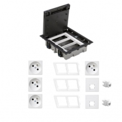 KONTAKT SIMON FLOOR BOX puszka podłogowa 4x gniazdo pojedyncze z/u + 2x gniazdo RJ45 kat. 6 nieekranowane do podłóg technicznych ( podniesionych )