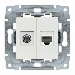 KOS-ELEKTRO SYSTEM DANTE Gniazdo TV pojedyncze + komputerowe pojedyncze RJ45 kat.5e białe