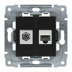 KOS-ELEKTRO SYSTEM DANTE Gniazdo TV pojedyncze + komputerowe pojedyncze RJ45 kat.5e czarne 450970