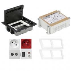 KONTAKT SIMON FLOOR BOX puszka podłogowa 1x gniazdo pojedyncze z/u + 1x RTV-SAT + 1x DATA z/u + 1x HDMI + 1x głośnikowe + kaseta do wylewki
