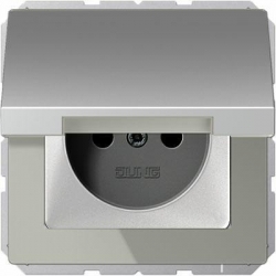 JUNG LS990 gniazdo pojedyncze z/u IP44 z klapką aluminium