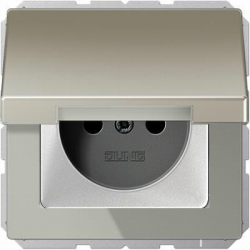 JUNG LS990 gniazdo pojedyncze z/u IP44 z klapką stal