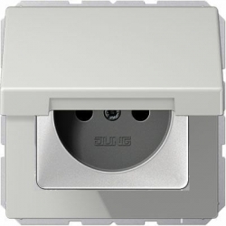 JUNG LS990 gniazdo pojedyncze z/u IP44 z klapką szary