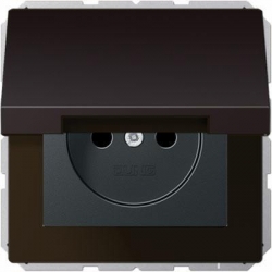 JUNG LS990 gniazdo pojedyncze z/u IP44 z klapką aluminium ciemne