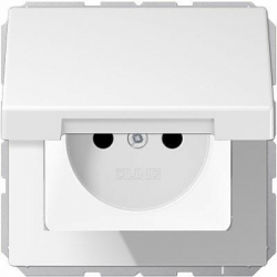 JUNG LS990 gniazdo pojedyncze z/u IP44 z klapką biały