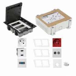 KONTAKT SIMON FLOOR BOX puszka podłogowa 1x gniazdo z/u + 1x DATA +1x RTV-SAT+ 1x gniazdo RJ45 kat.6 + gniazdo VGA + USB ładowania + kaseta do wylewki