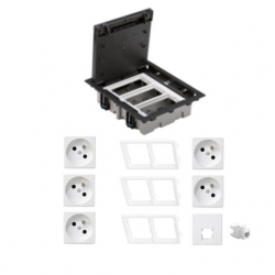 KONTAKT SIMON FLOOR BOX puszka podłogowa 5x gniazdo pojedyncze z/u + 1x gniazdo RJ45 kat. 6 nieekranowane do podłóg technicznych ( podniesionych )