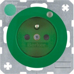 HAGER POLO Berker R.1/R.3 Gniazdo z/u z diodą kontrolną LED zielone 6765092003