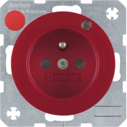 HAGER POLO Berker R.1/R.3 Gniazdo z/u z diodą kontrolną LED czerwone 6765092022