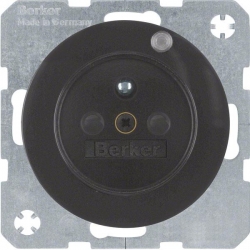 HAGER POLO Berker R.1/R.3 Gniazdo z/u z diodą kontrolną LED czarne 6765092045