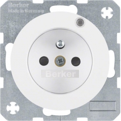 HAGER POLO Berker R.1/R.3 Gniazdo z/u z diodą kontrolną LED białe 6765092089