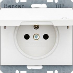 HAGER POLO Berker K.1 gniazdo z/u poj. biały połysk z klapką 396380+3965777109