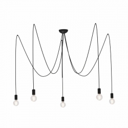 Nowodvorski lampa wisząca SPIDER E27 x 5 Przewód w oplocie Stal lakierowana Czarny ~220-230 V MAX: 5x60W