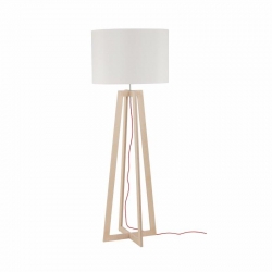 Nowodvorski Lampa podłogowa ACROSS E27 x 1 Sklejka Tkanina Naturalne drewno ~220-230 V MAX: 1x60W