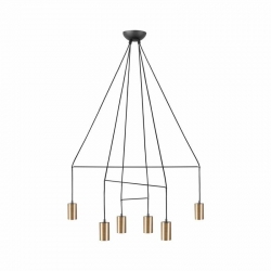 Nowodvorski lampa wisząca IMBRIA GU10 x 6 Lity mosiądz Przewód w oplocie Mosiądz 220-230 V MAX: 10W only LED