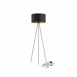 Nowodvorski Lampa podłogowa CADILAC E27 x 1 Tkanina Stal lakierowana Czarno-Złoty 220-230 V MAX: 40W