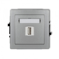 Karlik DECO ładowarka pojedyncza USB 5V, 1A srebrny metalik PODTYNKOWY bez ramki IP 20, 230V~ 7DCUSB-1