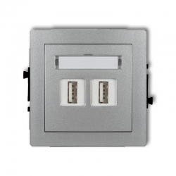 Karlik DECO gniazdo podwójne 2xUSB-AA 3.0 srebrny metalik PODTYNKOWY bez ramki IP 20 7DGUSB-6