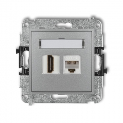 Karlik MINI Gniazdo HDMI + gniazdo komputerowe kat. 5e srebrny metalik 7MGHK