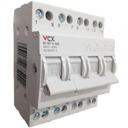 VCX Przełącznik modułowy sieć-agregat 1-0-2 4P 63A SF463