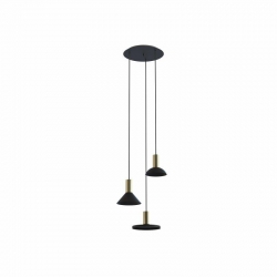 Nowodvorski lampa wisząca HERMANOS GU10 x 3 Stal lakierowana Lity mosiądz Czarny 220-230 V MAX: 10W only LED