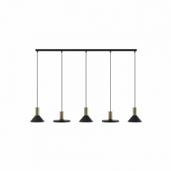 Nowodvorski lampa wisząca HERMANOS GU10 x 5 Stal lakierowana Lity mosiądz Czarny 220-230 V MAX: 10W only LED