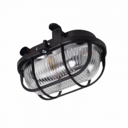 Kanlux oprawa kanałowa MILO 7040T/P-B 1xE27, hermetyczna IP54, wytrzymała IK06, czarna  z pastikową siatką ochronną