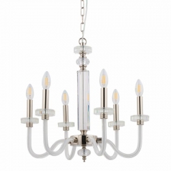 Nowodvorski żyrandol HAMPTON E14 x 6 Stal chromowana Szkło Chrom ~220-230 V MAX: 6x40W